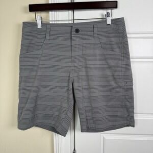 Kuhl Upriser Shorts Men's 32 Gray Grizzly Striped Vented Performance‎ 8" Inseam